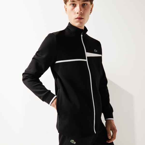 Lacoste Lacoste SPORT Stand-Up Collar Zip Tennis Sweatshirt Pánské - Mikiny Černé / Bílé | CZ-Ue4XX5